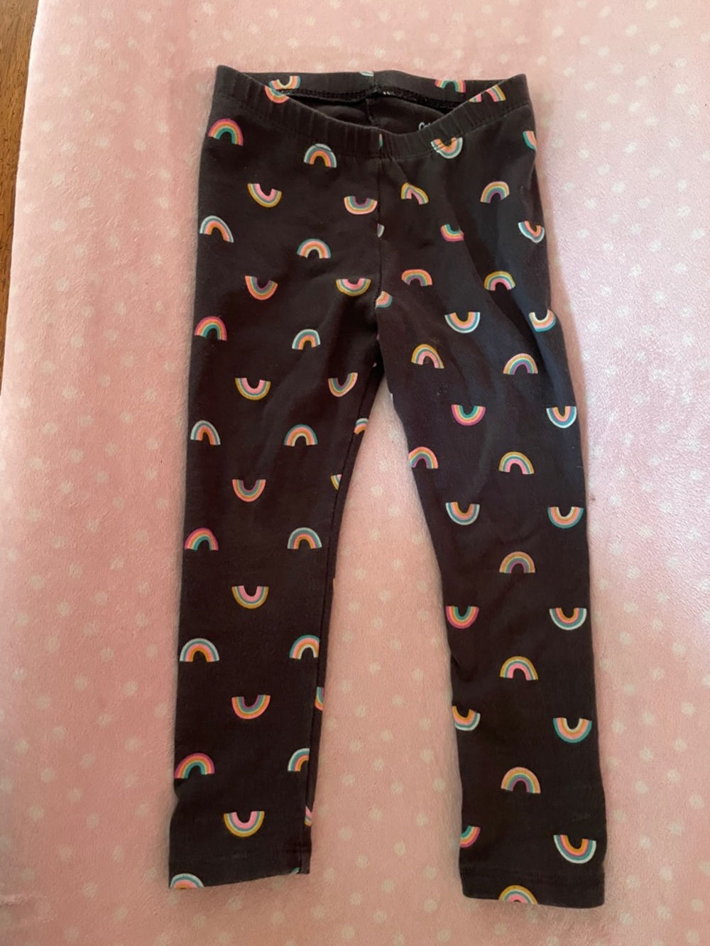 Cat & Jack Black Leggings with Multicolor Rainbow Print
